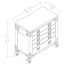 36 In. 5-Drawer Wood Top Roller Cabinet Tool Chest