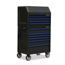 36 In. W X 24 In. D 10-Drawer Tool Chest and Cabinet Combo with Power and USB Outlets in Black and Blue
