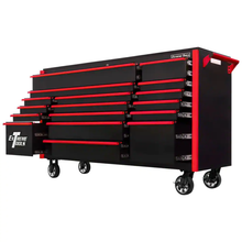DX Series 72 In. 17-Drawer Roller Cabinet Tool Chest with Mag Wheels in Black with Red Drawer Pulls