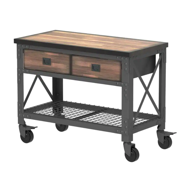 72 In. X 24 In. 3-Drawers Rolling Industrial Mobile Workbench Cabinet and Wood Top