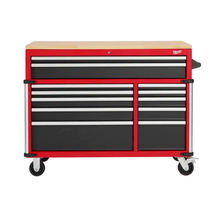 52 In. W X 22 In. D 12 Drawer Heavy Duty Mobile Workbench Cabinet in Red