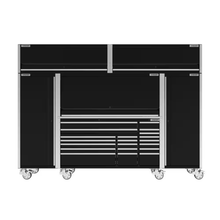 72 In. W X 24.5 In. D Professional Duty 20-Drawer Mobile Workbench Combo W/ 2 Side Lockers, 2 Top Lockers, and Top Hutch
