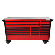 72 In. W X 24.6 In. D Professional Duty 20-Drawer Mobile Workbench Tool Chest with Stainless Steel Top in Red