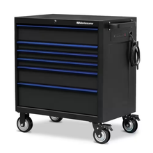 46 In. X 24 In. 11-Drawer Roller Cabinet Tool Chest with Power and USB Outlets in Black and Blue